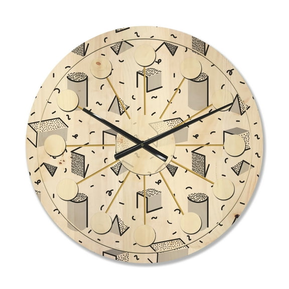 Designart 'Retro Geometric Design V' Mid-Century Modern Wood Wall Clock
