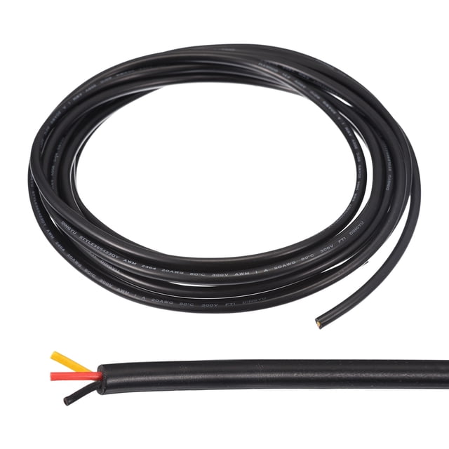 Uxcell Cable Eléctrico 24AWG 3 Conductores UL2464 Cobre Estañado 10m Cordón de Extensión Flexible de Baja Tensión