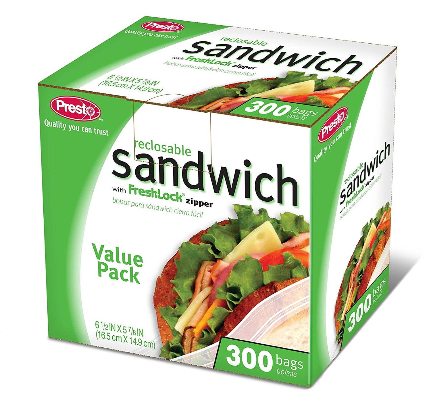 Sandwich Bags Zip Lock 300 Bags Presto (Leak Resistant MultiTrack