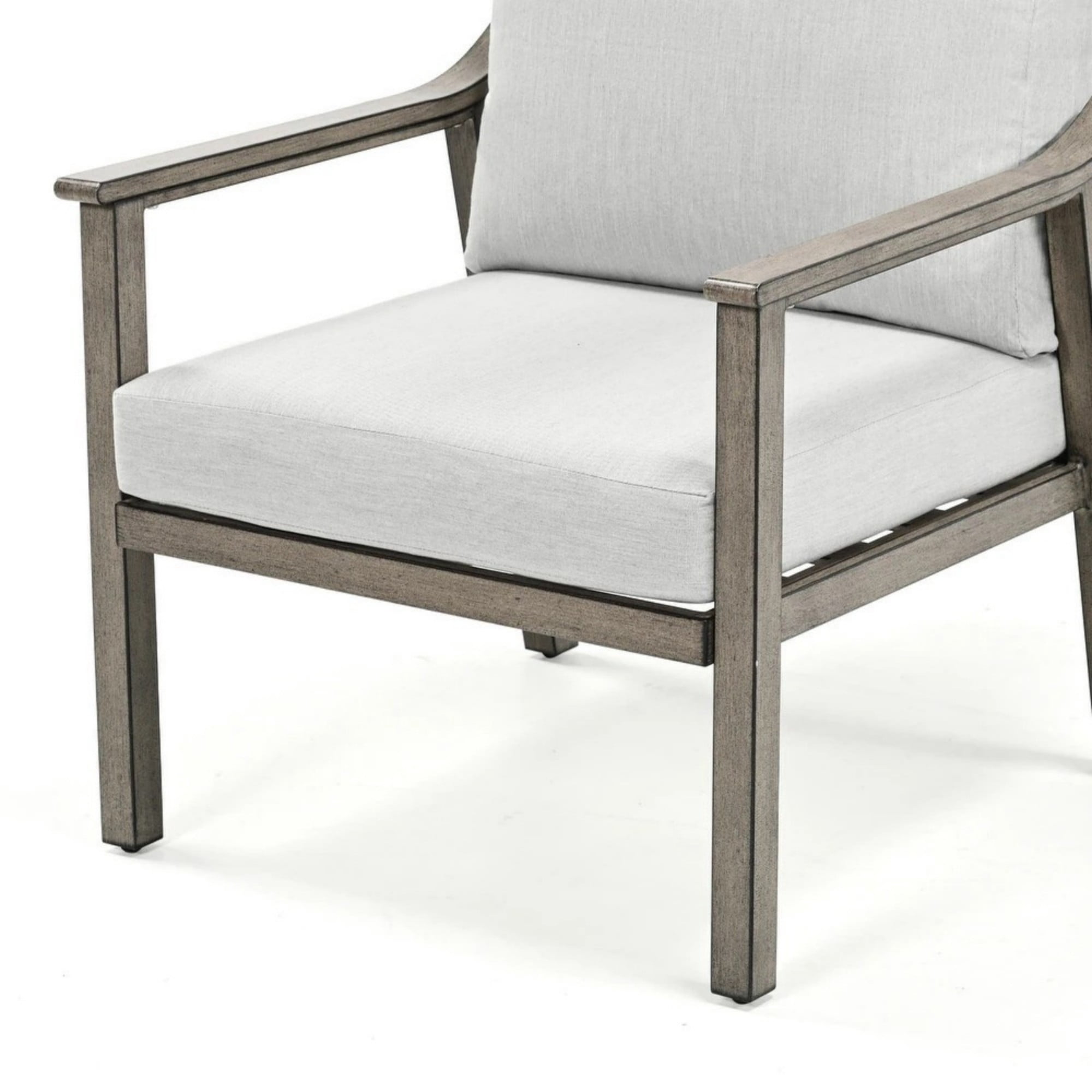 Patio Single Sofa Chair Outdoor Aluminum Armchair with Thick Cushion Waterproof Outdoor Seating for Porch Deck Backyard Balcony,White
