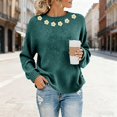 thumbnail image 5 of WTXUE Women's Oversized Daisy Embroidered Crew Neck Pullover Sweater Cute Knit Pullover Floral Pattern Drop Shoulder Pullover Tops Tunic Sweaters Fall Outfits Blackish Green Xl, 5 of 9