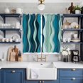 thumbnail image 2 of Teal Ombre Kitchen Curtains 84 Inch Length, Abstract Art Moire Ocean Waves Grommet Top Bedroom Living Room Curtains, Light Filtering Cafe Curtain Drapes 2 Panels Set 104''x84'', 2 of 9