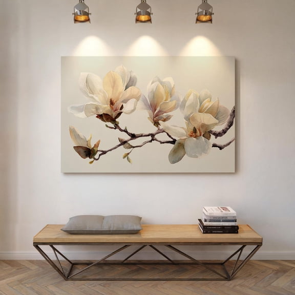 Velto Magnolia Flower Canvas Wall Art – Neutral Botanical, Minimalist Floral Decor For Bedroom, Bathroom, Or Living Room Canvas, 8x10 UNFRAMED
