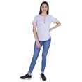 thumbnail image 2 of Inkmeso Solid Roll-Up Sleeve Tops For Women Round Hem Tshirt Summer Everyday Tee, 2 of 7