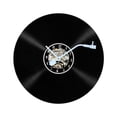 thumbnail image 2 of Reloj de pared de vinilo redondo, silencioso, con números arábigos, decorativo, color negro, ideal para escuela, hogar, granja o, 2 of 9