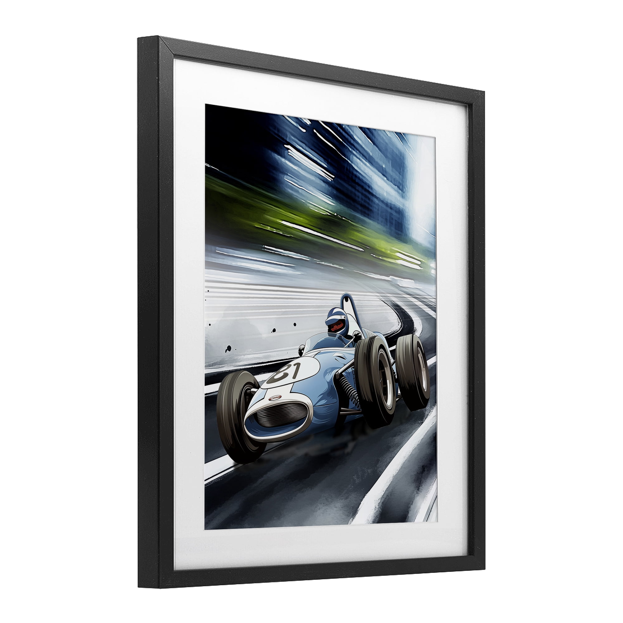 Stupell Industries Speeding Racecar Driver Black Framed Print Under Glass, design by Christine Simpson Art