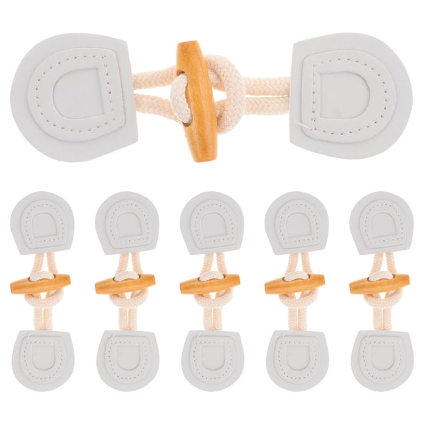 unbranded 6 Pares De Botones Toggle Para Abrigo Y Ropa Multifuncional En Cuero Y Madera Con Color Gris
