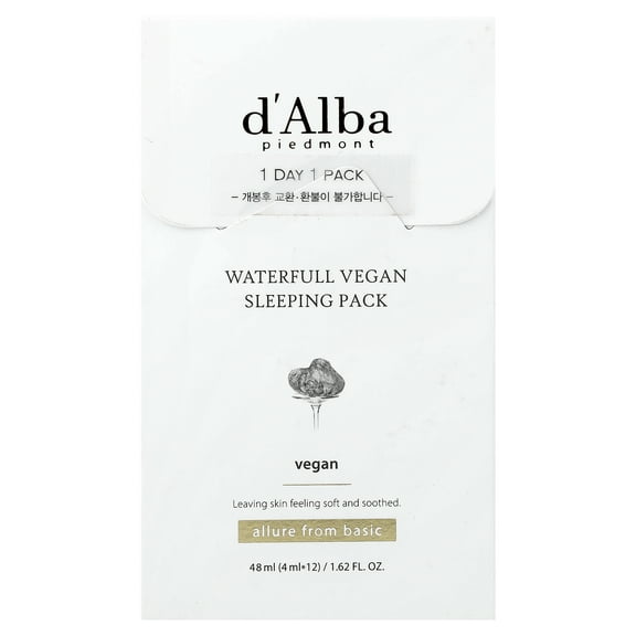 d'Alba Waterfull Vegan Sleeping Pack, 12 Packs, 0.13 fl oz  (4 ml) Each
