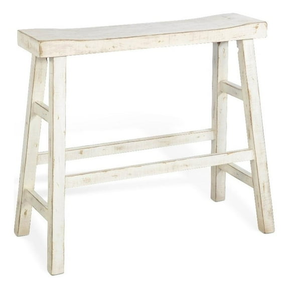 Pemberly Row 30" Farmhouse Mahogany Wood Bench in White Sand