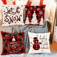 thumbnail image 4 of 17.2x17.2 Inch 4-Pack Checkered Linen Christmas Pillow Covers,Pillows for Couch,Festive Sofa Cushion Covers, Christmas Decor Pillowcases, 4 of 8