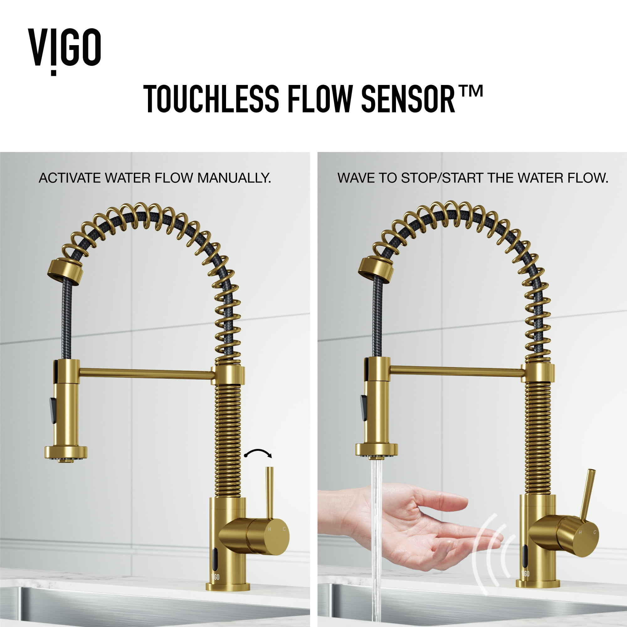 VIGO Edison Single Handle Pull-Down Sprayer Kitchen Faucet with Touchless Sensor in Matte Brushed Gold