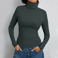 thumbnail image 3 of DuoJiaJ Womens Long Sleeve Turtleneck Crop Tops Basic Slim Fitted Going Out T Shirts Winter Clothes Breathable Sport Tops Gray XL, 3 of 5