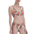 thumbnail image 2 of Bikini Sets For Women, Pink Banana Leaves High Waisted Bikini Sets Bathing Suit 2-Piece Drawstring Swimsuit, 2 of 2