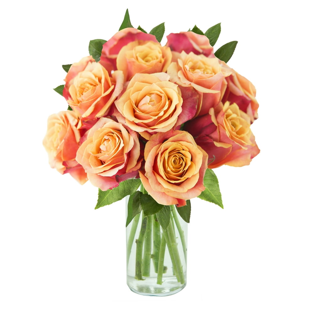 Arabella Bouquets Farm Direct Bouquet of 12 Fresh Cut Orange Roses with