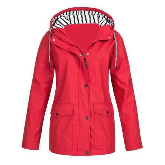 Plus Size Women's Hooded Wind Jacket Climbing Coat Waterproof Rain Coat Tops