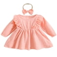 thumbnail image 1 of Bébé Enfant en Bas Âge Filles Tenues Manches Longues Volant une Ligne Robe Vêtements Mignons 2 Pièces Ensemble, 1 of 8