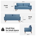 thumbnail image 5 of Koorlian Small Sofa Couch, 2 Seater Fabric Loveseat, Mid Century Modern Couches for Living Room, Button Tufted Seat Cushion, Square Armrest, Blue, 5 of 7