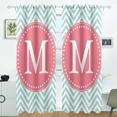 Popcreation Chevron Style Monogram Window Curtain Blackout