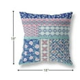 thumbnail image 5 of 18â€ Blue Pink Patch Indoor Outdoor Zippered Throw Pillow, 5 of 5