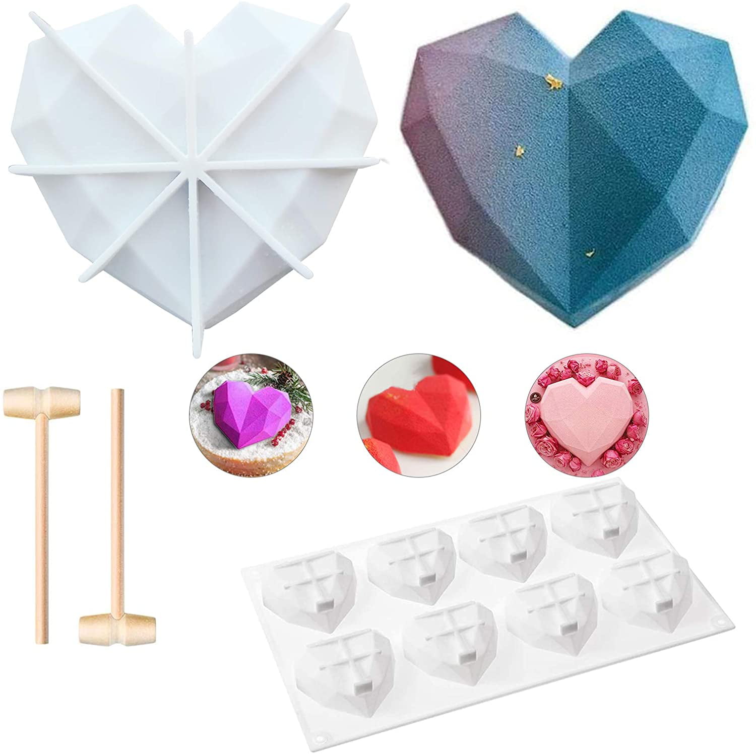 Heart Silicone Mold,Chocolate Molds Mousse Cake 3D Baking Sets Kitchen Diy Tools 