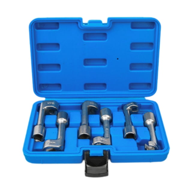 DYNWAVECA Injector Line Sockets Wrench Set Fuel Line Dismantling Removal Tool Blue Case