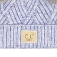 thumbnail image 2 of C.C Kids' Babies' Soft Stretch Cable Knit Faux Fur Pom Pom Beanie Hat, Criss Cross Baby Blue Mix, 2 of 5