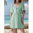 thumbnail image 2 of Robes pour Femmes Printemps Été Décolleté en V Profond Élégante Robe Courte à Nœud Vert Pâle S, 2 of 8