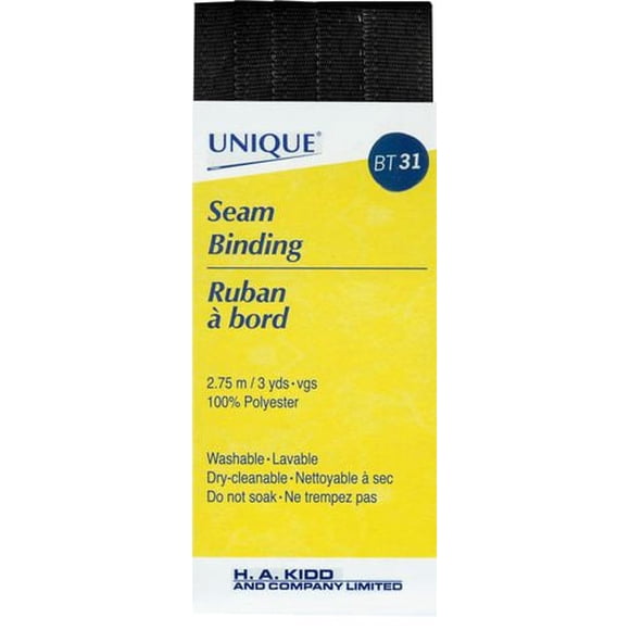 Unique Seam Binding, 14 mm, Black (Rayon)