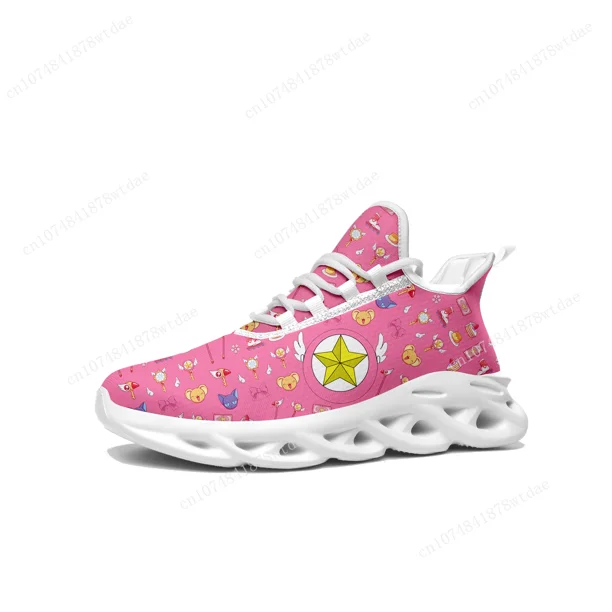 Zapatillas deportivas de Sakura Cardcaptor para hombre y mujer, para adolescentes, de alta calidad, con cordones de malla personalizados y dibujos animados.