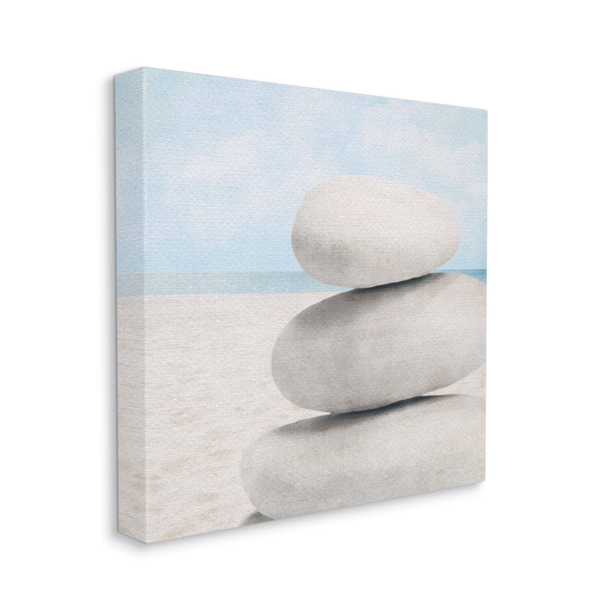 Stupell Industries Coastal Stacked Rocks Nature Photography Gallery Wrapped Canvas Print Wall Art, 24 x 24