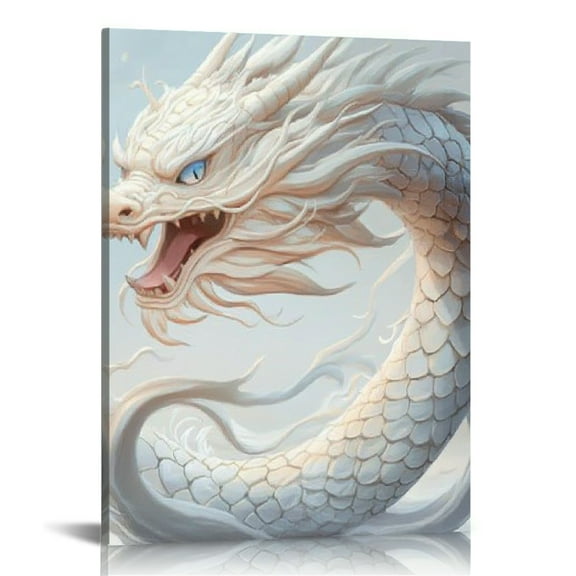 Patifu Dragon Wall Decor Canvas Art Print for Living Room Bedroom Home Office - High Resolution Handmade Wall Art Decor 12x16 in