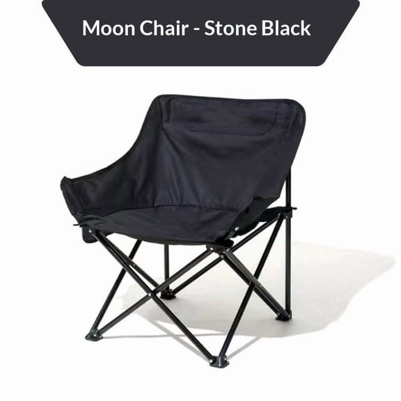 [2026 Must-Have]68*50*50cmFoldable Portable Moon Chair, Lazy Chair, Outdoor Camping Leisure Backrest Ultra-light Chair, Fishing Stool,Black