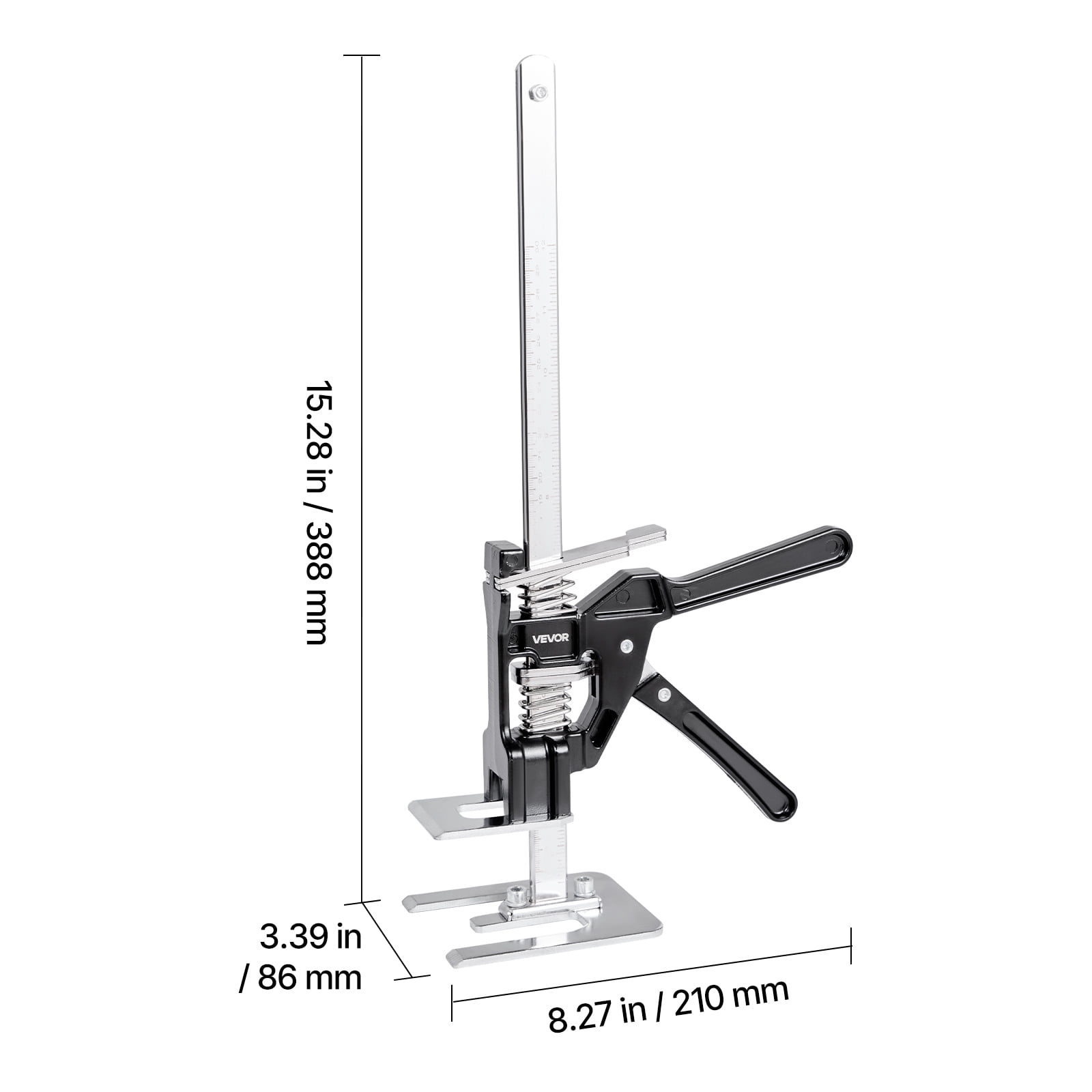 VEVOR Labor Saving Arm Jack, 2 PCS 330 lbs Bearing Capacity, Lifting up to 9.8", Metal Hand Lifting Jack Tool with Magnetic Level, Adjustable Height, for Door, Window, Furniture, Woodworking, Black