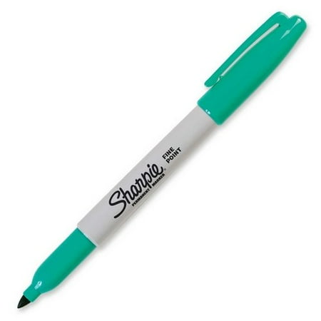 Opaque Permanent Marker Style Pen - Sharpie Pen Style Permanent Marker - Fine Marker Point Type - Point Marker Point Style - Aqua Ink - 1 Each (SAN30127)