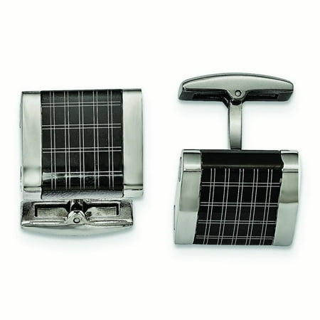Stainless Steel Polished Black Ip-plated Laser Design Cuff Links