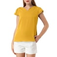 thumbnail image 1 of INSPIRE CHIC Blouse de Travail à Manches Courtes Col en V Uni pour Femmes, 1 of 6
