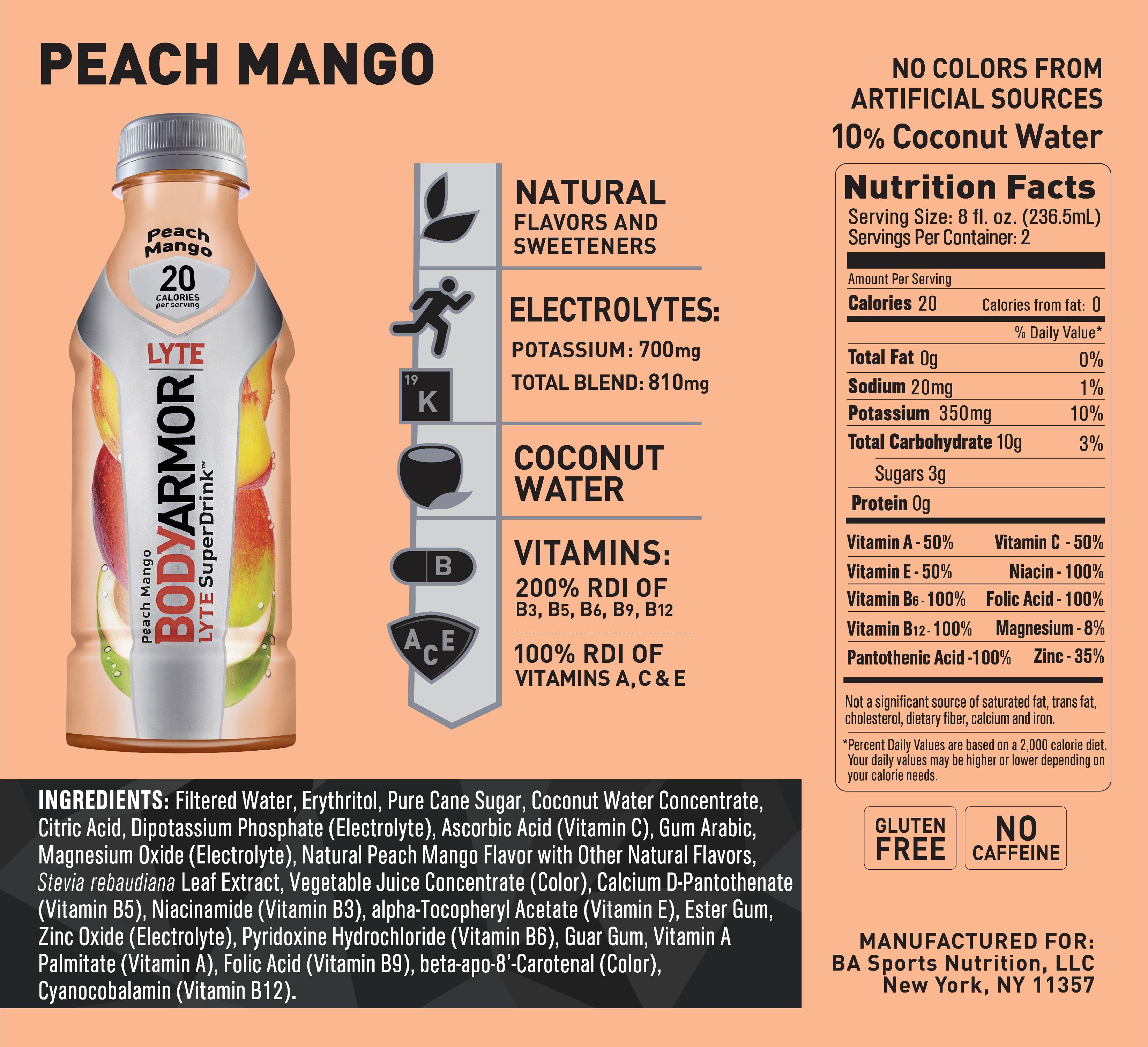 Body Armor Lyte Drink Nutrition Facts Blog Dandk