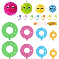 4-Size Pom Pom Maker Set – Plastic Fluff Ball Weaver & Needle Kit for Creative Crafting & DIY Projects