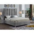 thumbnail image 5 of Velvet Upholstered Bed with Channel Tufting & Chrome Accents, 5 of 6