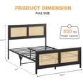 thumbnail image 4 of Accreate Stylish Bohemian Bed Frame with Rattan Headboard and Metal Slat Support - No Box Spring Required, 4 of 7