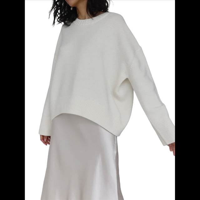 Suéter de Punto de Larga para Mujer, Jersey de Cuello Redondo, Suéter Informal Holgado. Talla Única