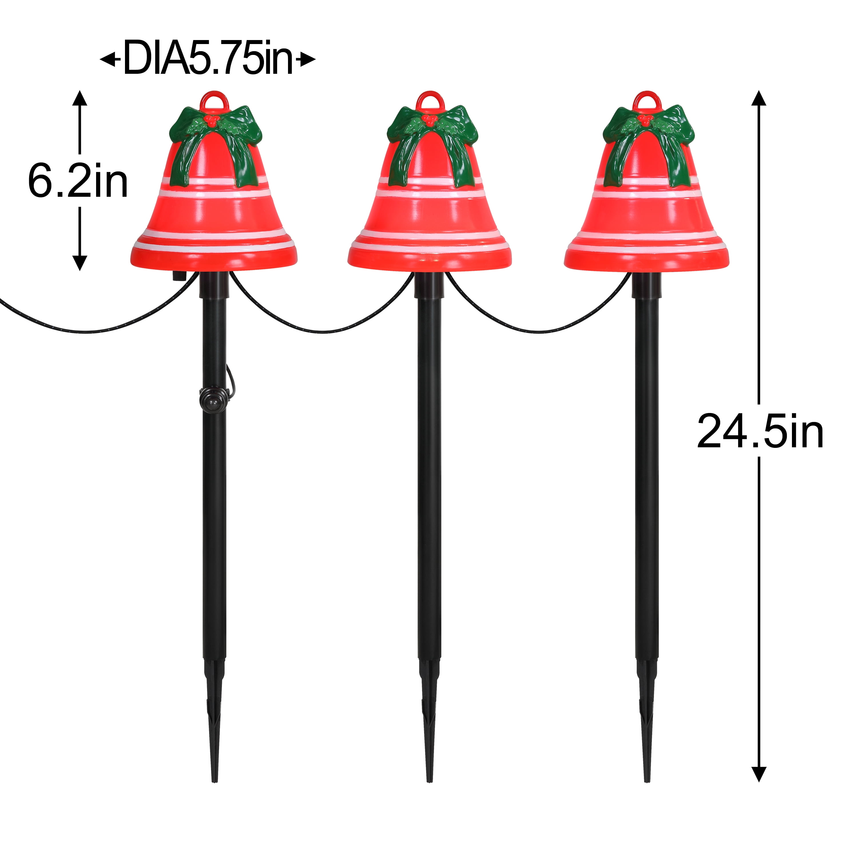 Mr. Christmas Blow Mold Pathway Bells with Lights and Sounds