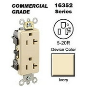 Leviton 16352-I Decora Duplex Receptacle Commercial Grade 5-20R 20A 125V BandS Wired - Ivory