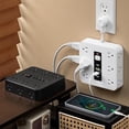thumbnail image 3 of 2026 New 16-in-1 Power Strip with Switch & Surge Protection, Portable Flat Plug Power Strip Surge Protector, 12 AC Power Outlets 4 USB with Time Display, One Touch Switch Button for Home (White), 3 of 8