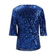 thumbnail image 5 of Patlollav Womens Fashion Half Sleeve Round Collar Print T-Shirt Blouse Sequin Loose Tops, 5 of 6