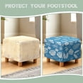 thumbnail image 6 of SCRAWLGOD Tropical Leaf Print White Blue Ottoman Slipcover Square Stretch Ottoman Covers for Folding Storage Stool Soft Foot Stool Cover with Elastic Bottom for Home Decor, 6 of 7