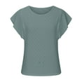 thumbnail image 6 of Timegard Eyelet Tops for Women Round Neck Cap Sleeve Solid Color Casual Tunic Tops Comfy Summer Beach, 6 of 6