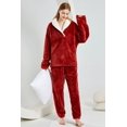 thumbnail image 1 of Pijama de mujer independiente de invierno con cuello en V y manga larga engrosada, 1 of 6