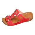 thumbnail image 1 of Sandales Compensées pour Femmes à Enfiler, Bout Ouvert, Accents Métalliques, Confortables, Habillées, Plateforme, Décontractées, Marche, Mules, Rouges, Taille 8, 1 of 7