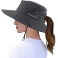 thumbnail image 4 of Sombrero de pescador Bling Bling Sombrero de ala ancha para el sol con cola de caballo Talla única, 4 of 7